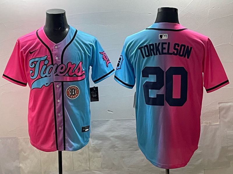Men 2025 Detroit Tigers #20 Torkelson Blue pink Game Nike MLB Jersey style 07->detroit tigers->MLB Jersey